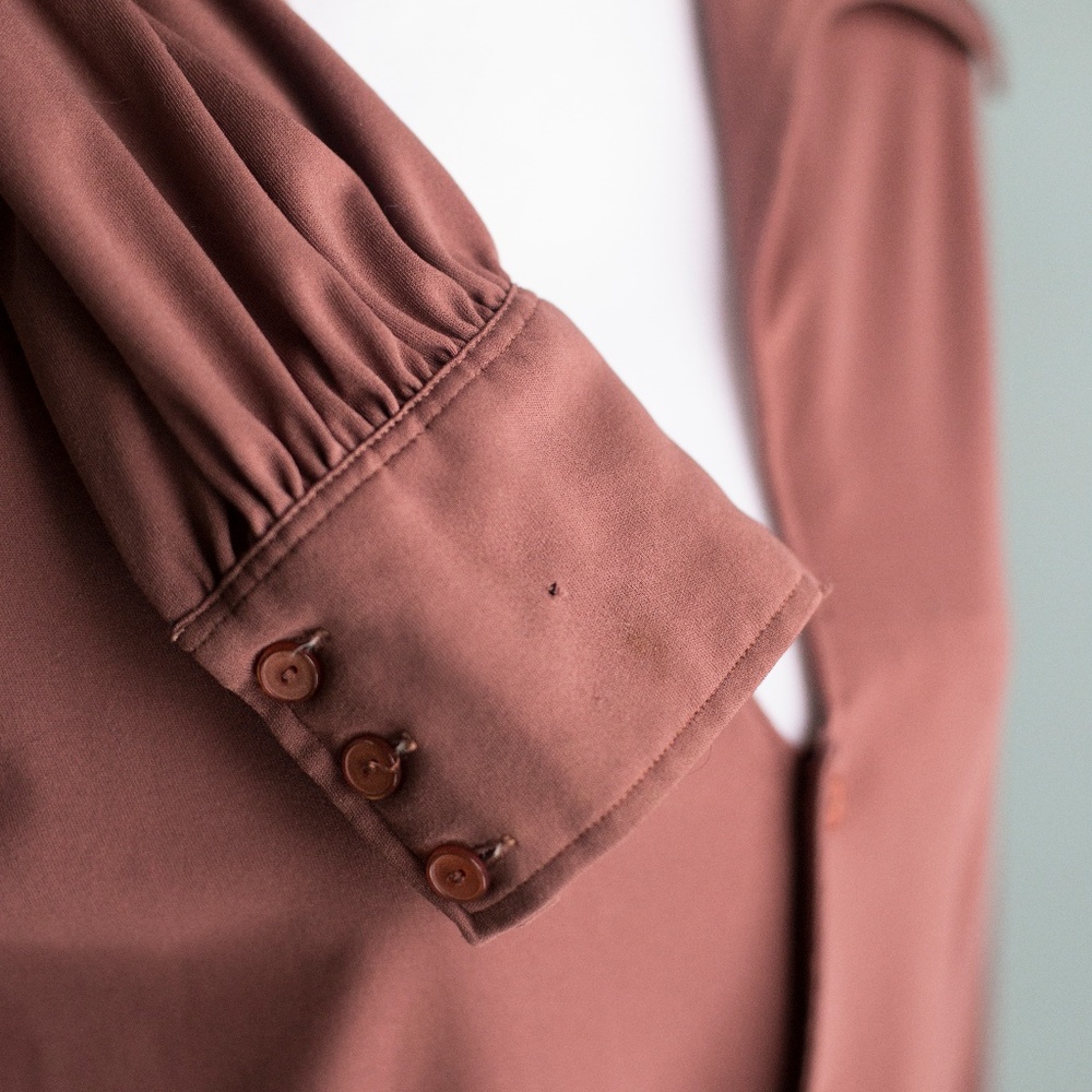That Vintage 1970's Deep V-Neck Chocolate Shirt - Picture 6 of 8